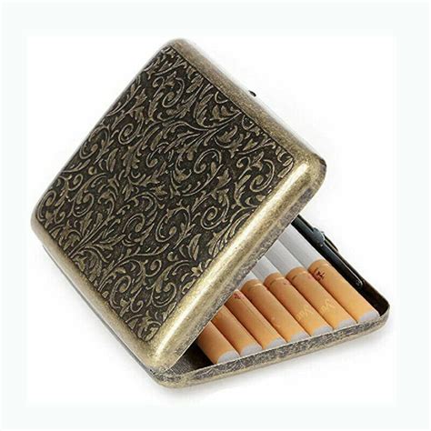 box with metal cigarette|vintage metal cigarette box.